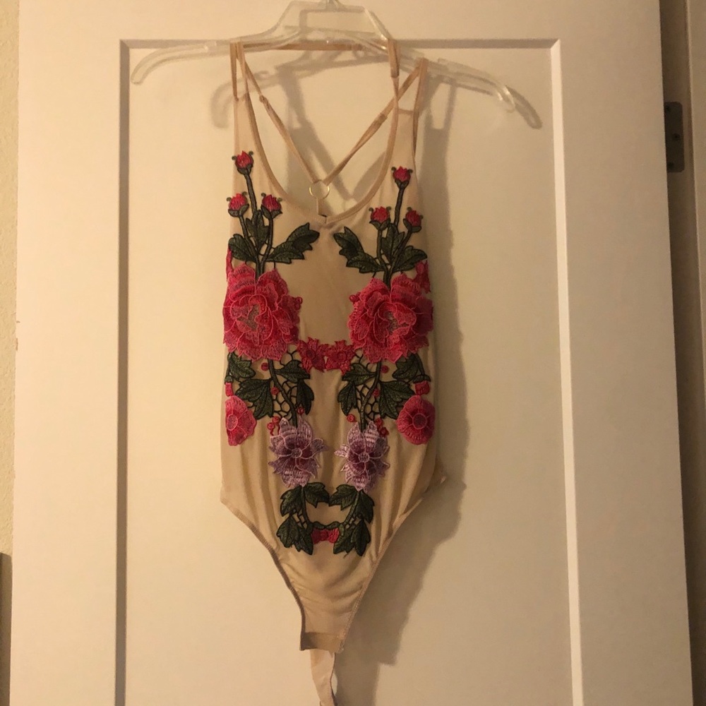 NWT Nude embroidered bodysuit.
